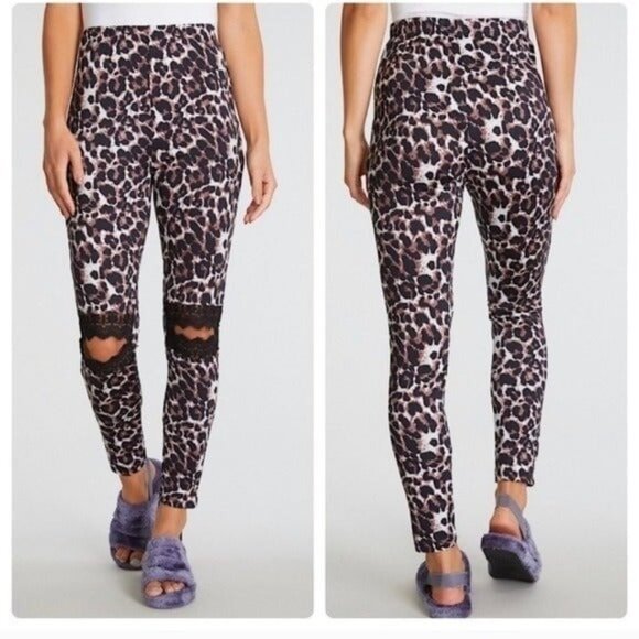 Pants - LEOPARD LEGGINGS OPEN KNEE W/ LACE DETAIL-NEW